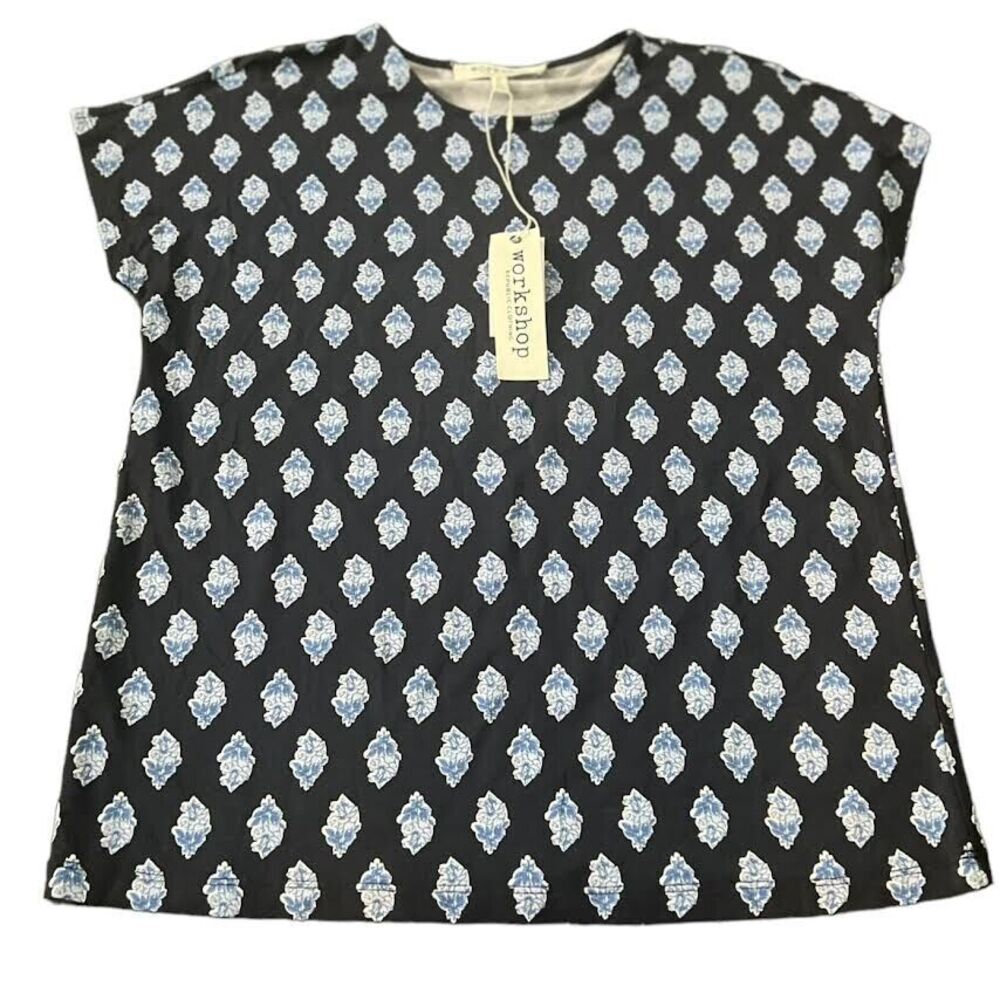 Workshop Republic Clothing Stretch T-Shirt Blue Floral Size XS/TP NWT MS…